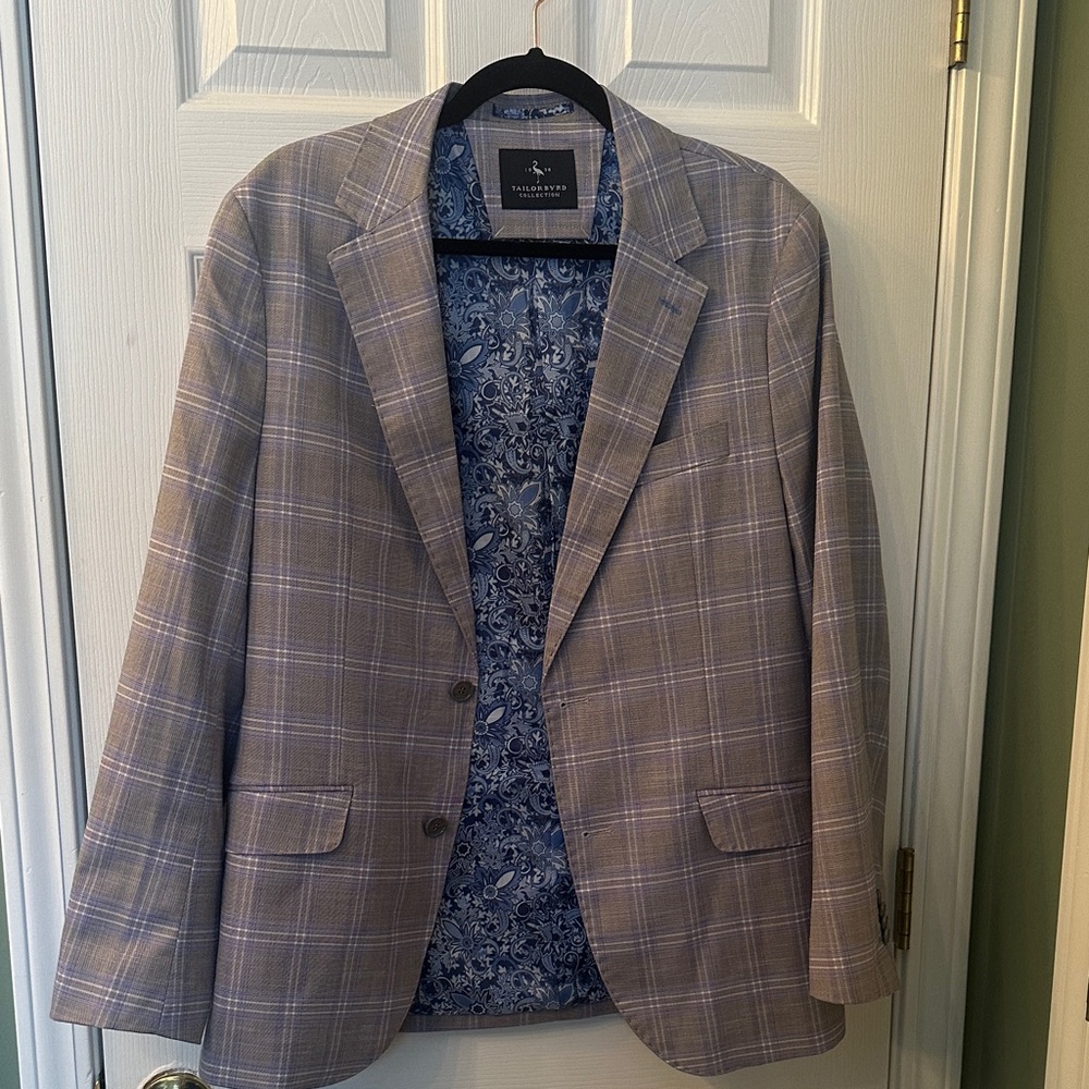 Tailorbyrd Blue and Gray Plaid Blazer